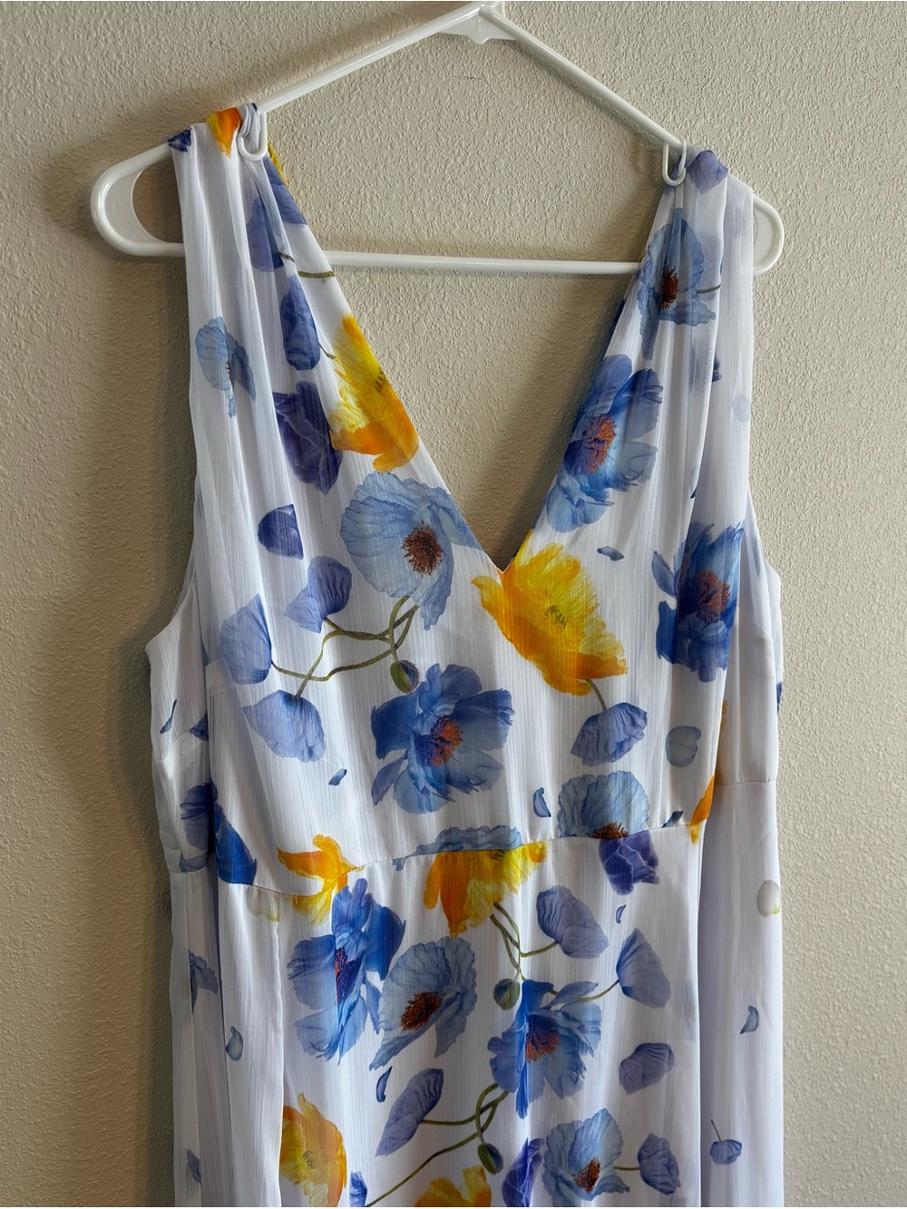 NWT Lane Bryant Women's White Midi Dress with Blue & Yellow Floral Print SZ 16 - Picture 3 of 13